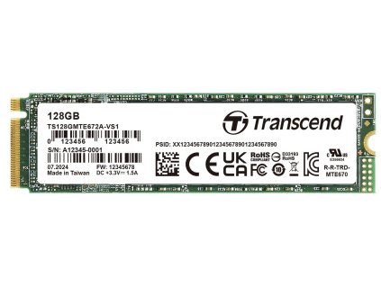 Transcend TS128GMTE672A-VS1 128GB, M 2 2280, PCIe Gen3x4, NVMe, 112-layer 3D NAND flash
