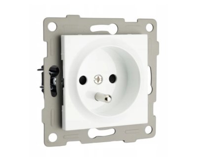 Zásuvka bez rámu bílá s kolíkem