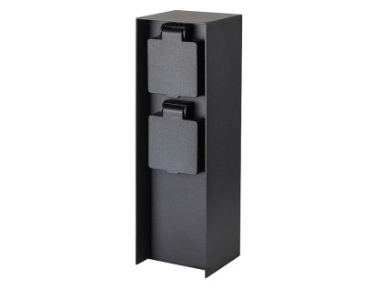 Solight zahradní sloupek IP44, hliník, 2 zásuvky, černý