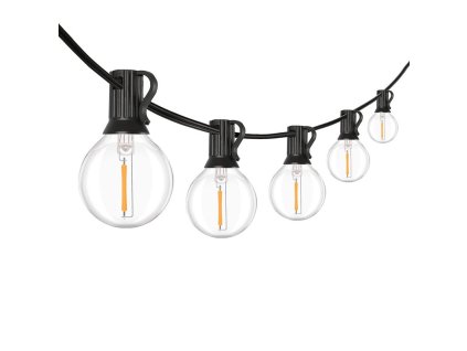 Solight LED venkovní řetěz s žárovkami, 25 žárovek, 15m+5m, 750lm, teplá bílá