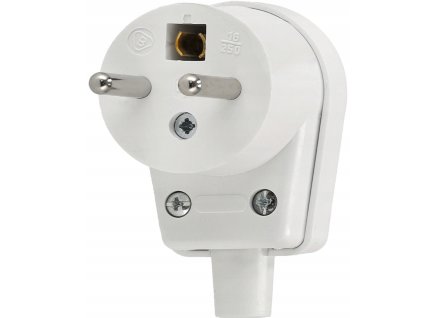 Bílá úhlová zástrčka s uzemněním 250V - 16A 3x2,5mm2