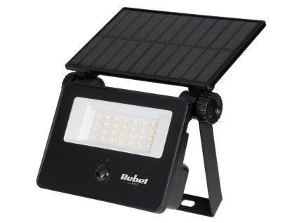 Solární reflektor REBEL URZ3625, 800lm, IP54, 6500K, 3,7 V, 1500 mAh, 6W, černá