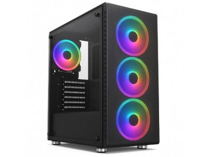 1stCOOL Middle Tower RAINBOW 4, ATX black černý, bez zdroje, fulltower ATX (2xUSB2+ 1xUSB3+ Audio+ Transparentní bočnice) (PC case)