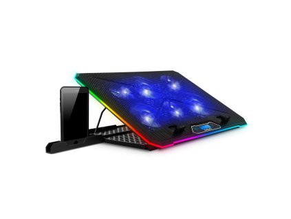 EVOLVEO Ania 9, chladící podložka pod notebook, 6x ventilátor, RGB obvodové podsvícení