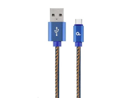 GEMBIRD Kabel USB 2.0 AM na Type-C kabel (AM/CM), 2m, opletený, jeans, blister, PREMIUM QUALITY