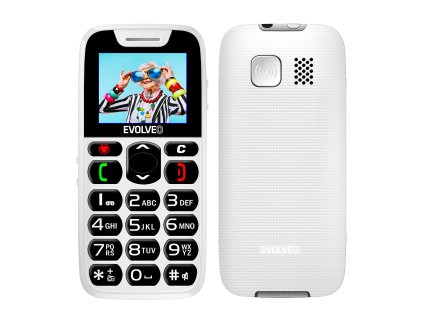 EVOLVEO EasyPhone, mobilní telefon pro seniory s nabíjecím stojánkem, bílá