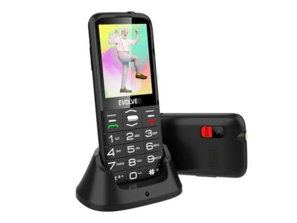 EVOLVEO EasyPhone XO, mobilní telefon pro seniory s nabíjecím stojánkem (černá barva)