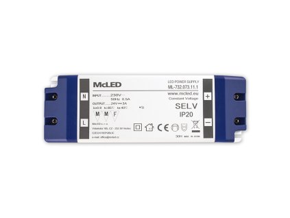 MCLED Napaječ LED 24V/3A ML-732.073.11.1 IP20, plastové provedení se svorkovnicí
