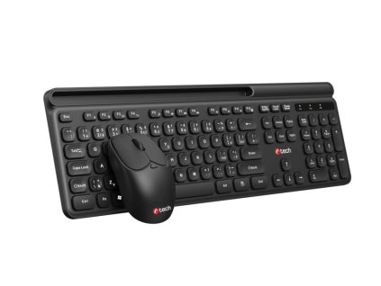 C-TECH klávesnice s myší WLKMC-05B, Bezdrátový set 2.4GHz, CZ, Černá