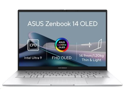 ASUS NTB Zenbook 14 (UX3405CA-OLED233X), Ultra 9-285H, 14" 1920 x 1200, 32GB, 1TB SSD, Intel Arc, W11Pro, Silver