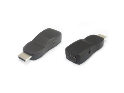 Převodník HDMI na VGA miniaturní provedení se zvukem a napájecím konektorem černý