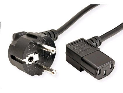 C-TECH kabel síťový 220/230V napájecí, lomený, VDE, 2m