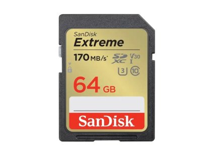 Paměťová karta Sandisk Extreme 64GB SDXC 170MB/s & 80MB/s, UHS-I, Class 10, U3, V30