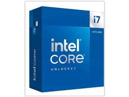 INTEL cpu CORE i7-14700KF socket1700 Raptor Lake BOX 125W/253W 14.generace (bez chladiče, od 2.5GHz do 5.6GHz, 20x jádro, 28x vlákno, 33MB cache, pro DDR4 do 3200, pro DDR5 do 5600) virtualizace