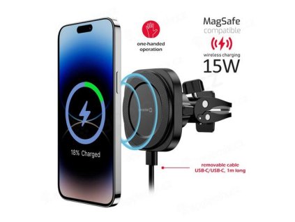 SWISSTEN MAGNETICKÝ DRŽÁK DO VENTILACE AUTA MAGSTICK COMPACT S BEZDRÁTOVÝM NABÍJENÍM 15W/7,5W (kompatibilní s MagSafe)