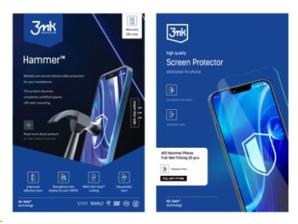 3mk All-Safe - AIO fólie Hammer Full Wet Fitting Phone, 25 ks