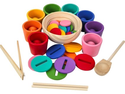 Hračka 2Kids Toys Duhové kuličky, mince a kalíšky 8 barev