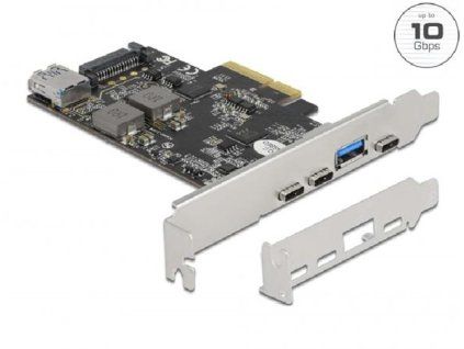 Delock PCI Express x4 Karta na 3 x USB Type-C + 2 x USB Typ-A - SuperSpeed USB 10 Gbps - Low Profile