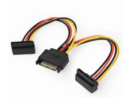 GEMBIRD Kabel SATA napájecí na 2x SATA 90°, rozdvojka, 15cm