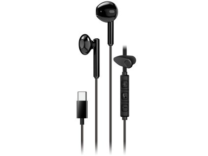 Genius HS-M366 Headset, drátový, do uší, mikrofon, ovládání hlasitosti, 360° rotační klip, USB-C, černý