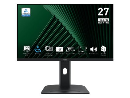 MSI monitor PRO MP275PG, 27"/1920 x 1080 (FHD)/IPS ,100Hz/1ms/HDMI/DP/D-Sub/Výšk. nast./Pivot/černá