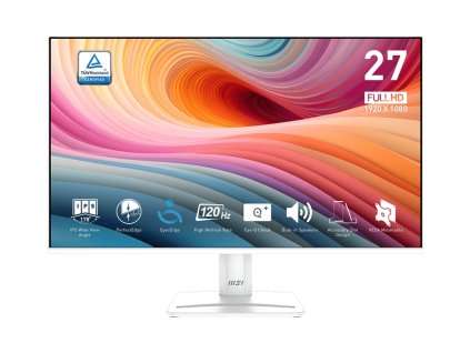 MSI monitor PRO MP275W E2, 27" IPS/1920 x 1080 (FHD)/120Hz/1ms/DP/HDMI/D-Sub/bílá