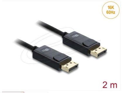 Delock Koaxiální kabel DisplayPort 16K 60 Hz 80 Gbps s pleteným opláštěním 2 m