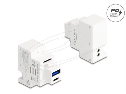 Delock Modul Keystone s nabíjecími porty USB Typ-A a USB Type-C™, PD 20 W, bílý