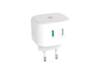 Nedis WCGPD45W100WT- Síťová Nabíječka | 45 W | GaN | PD3.0 | Funkce rychlého nabíjení | 2 výstupy | 2x USB-C™ | Bílá