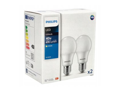 2x LED žárovka Philips E27 - 4,9W - 470lm - 2700K