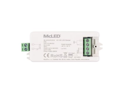 MCLED Stmívač pro řízení jasu stmívání odporem do 500 kΩ 0/1-10V 1 kanál 8A