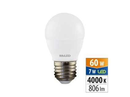 MCLED Žárovka LED 7W-60 E27 4000K 200° kapka