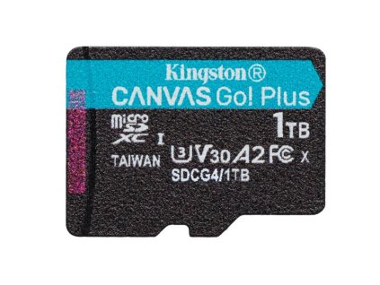 Kingston MicroSDXC karta 1TB Canvas Go! Plus, R:200/W:160MB/s, Class 10, UHS-I, U3, V30, A2 + Adaptér