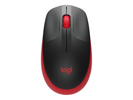 Logitech M190/Kancelářská/Optická/1 000 DPI/Bezdrátová USB/Černá-červená