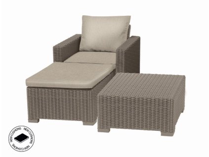 Zahradní nábytek Keter set stůl + křeslo + podnožka California cappuccino, poškozený obal