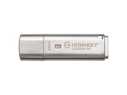 Kingston IronKey Locker+ 50/64GB/USB 3.1/USB-A/Stříbrná