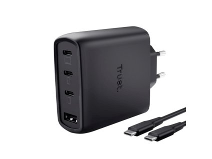 TRUST GaN Nabíječka MAXO 65W, 3xUSB-C,1xUSB-A, černá