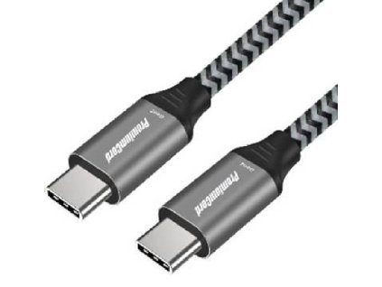 PremiumCord USB-C kabel ( USB 3.2 GEN 2, 3A, 60W, 20Gbit/s ) bavlněný oplet, 1m