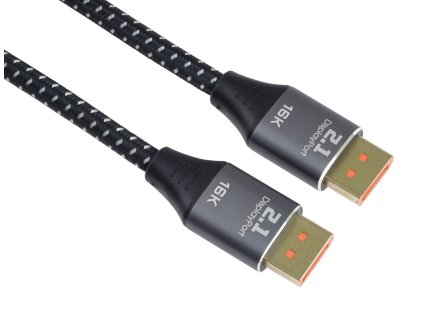 Kabel DisplayPort 2.1, 16K@60Hz, kovové a zlacené konektory, 1m