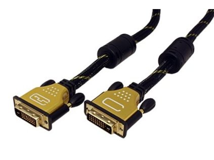 Kabel DVI-D(M) - DVI-D(M) dual link, s ferity, 5m, zlacené konektory