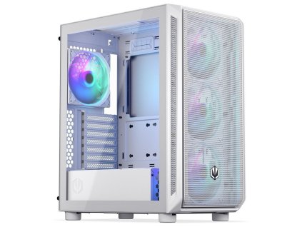 Endorfy Arx 500 White ARGB Skříň,Mid. tower,bez zdr.,ATX,2× USB, 1× USB-C, 4× 140mm ARGB vent.,mesh panel,průhledná bočnice, bílá