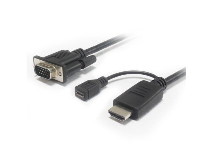 Převodník HDMI na VGA s napájecím micro USB konektorem černý