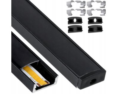 LED hliníkový profil 1m černý přisazený - sada