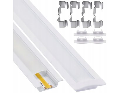 LED hliníkový profil zapuštěný 2m bílý - sada