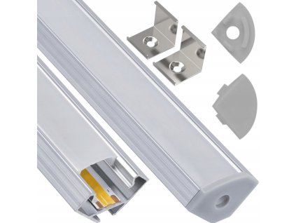 LED hliníkový profil rohový 2m bílý - sada
