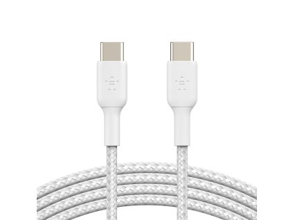 BELKIN kabel oplétaný USB-C - USB-C, 1m, bílý