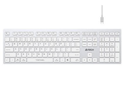 A4tech FBX50C, bezdrátová kancelářská klávesnice, bílá
