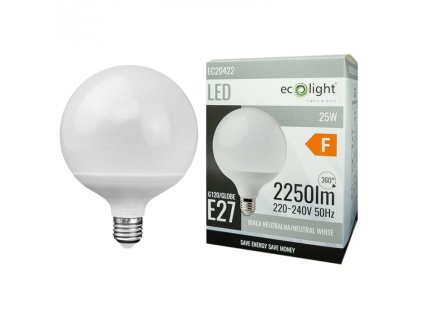 LED žárovka - E27 - 25W - G120 - neutrální bílá