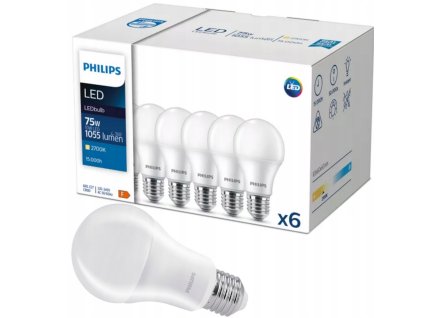 6x LED žárovka Philips E27 - 10W - 1055 lm - 2700K - CorePro 360°