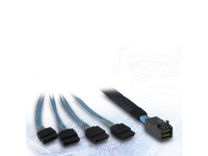 INTER-TECH kabel (SFF-8643) Mini-SAS HD na 4x SATA, 0,5m
